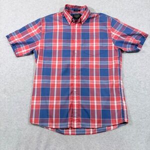 Pendleton Fremont Shirt Mens Large Red Blue Plaid Short Sleeve Button Down Good